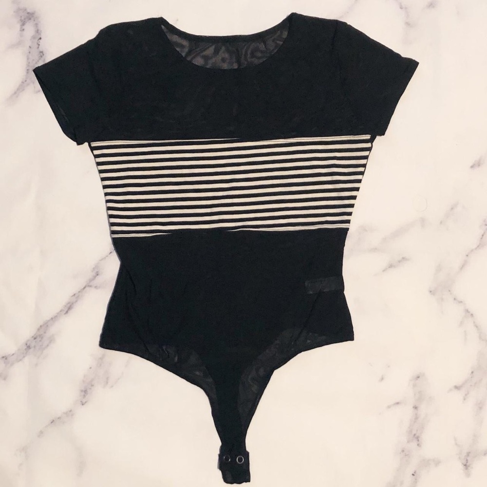 American Apparel striped mesh panel bodysuit